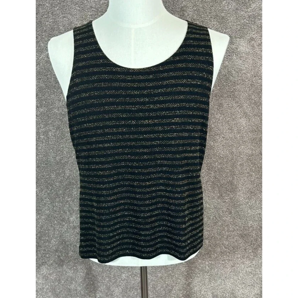 Chicos Cardigan Womens 1 Medium 8 Black Metallic Tank Top 2 Piece Set‎ Tie Front